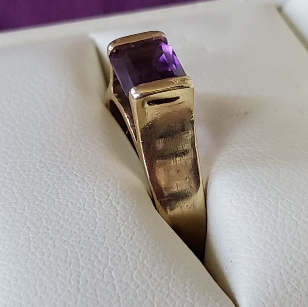 Amethyst Emerald Cut Ring 14K Yellow Gold